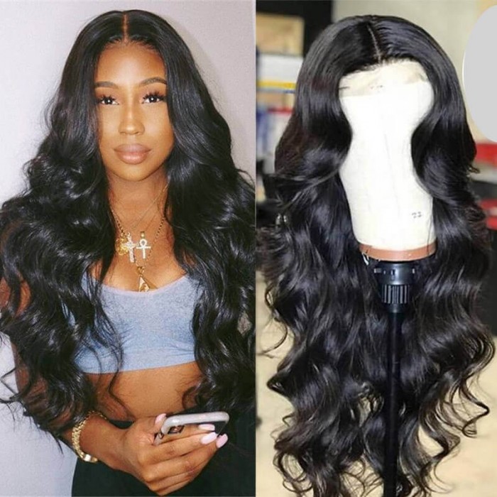 Hurela 100% Human All Virgin Hair T Part Wig Pre-pluck Baby Hair Body