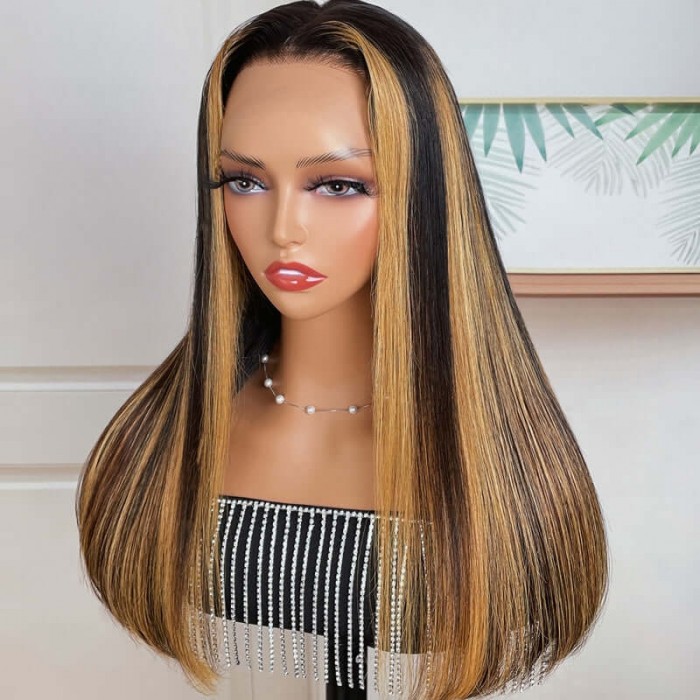 Hurela Blonde Highlight Piano Color Lace Part Wig