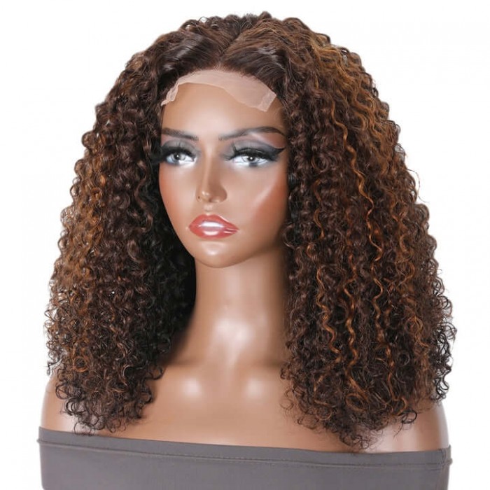 Hurela Jerry Curly 13x6 Transparent Lace Front Human Hair Wigs 180% Density