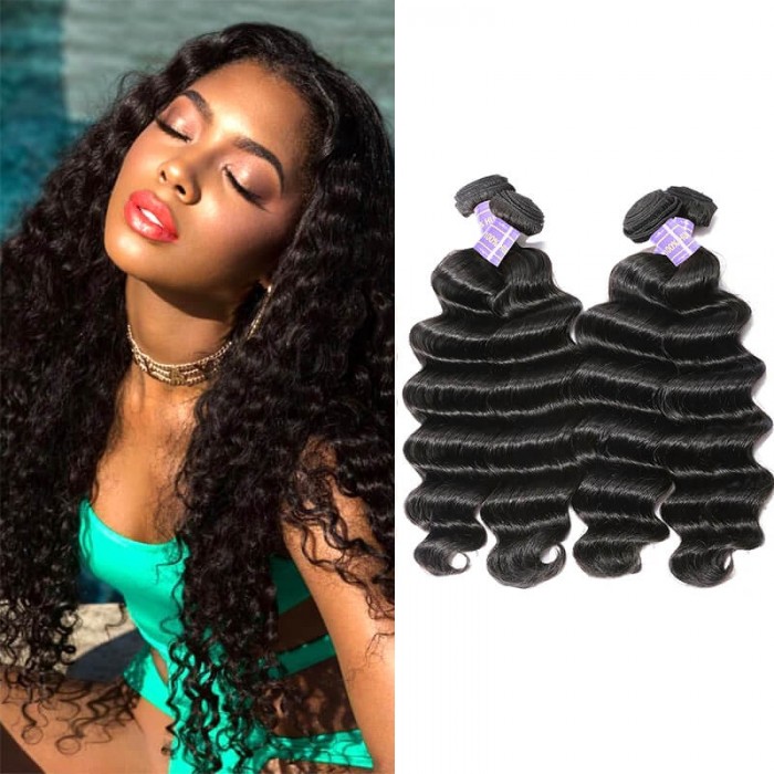 Hurela Hair Peruvian Loose Deep Wave Virgin Hair 4 Bundles Deals Unprocessed 7A Virgin Hair Extensions