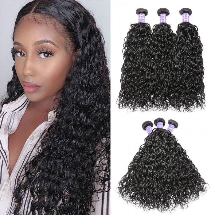 Hurela Best Brazilian Water Wave Hair 3 Bundles 100% Virgin Remy Hair