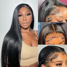 Hurela 5x5 HD Lace Closure Long Straight Hair Wigs Invisible Transparent Lace Wigs Heavy Density