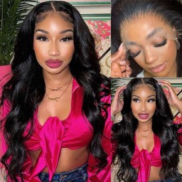 Hurela Body Wave Middle Brown Lace Front Wig 180% Density Body Wave 13x6 Lace Front Human Hair Wigs