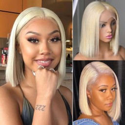 Hurela Short Bob Human Hair Wigs Pre Plucked 13x4 Transparent Lace Front Wigs Straight Hair 150% Density