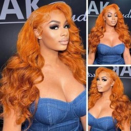 Hurela Cheap Cinnamon Hair Colored 13x4 Lace Front Wigs Body Wave Ginger Wigs 150% Density