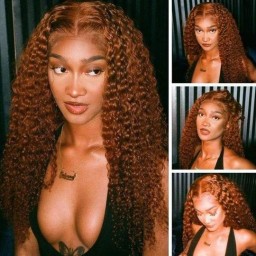 Hurela Realistic Jerry Curly Human Hair 13X4 Lace Front Wig 150% Density 16-26 Inch