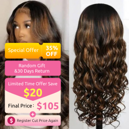 Hurela 13x4 Balayage #FB30 Body Wave Highlight Color Human Hair Lace Front Wigs 150% Density