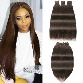 Hurela High Quality Peruvian Straight Weave Styles Human Hair 3 Bundles Deals 8-26 Inch #4 Color