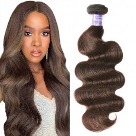 Hurela Body Wave Hair 1 Bundle Virgin Remy Human Hair Dark Brown #4 Color