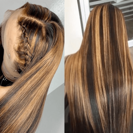 Hurela 13x4 Lace Front Wig Highlight Piano Color Human Hair Wig #TL412