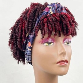 Hurela Glueless Spring Twist Headband Short Wig With Dark Red Highlights