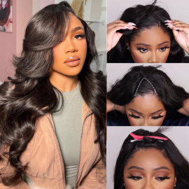 Hurela Cheap U Part Wig Body Wave Beginner Friendly Human Hair Wigs 150% Density Natural Color