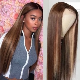 Hurela Fashion Highlight Wig Pre-plucked 13x4 Lace Front Wigs D427 Color 150% Density Natural Hairline
