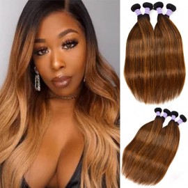 Hurela Balayage Highlights Straight Weave #FB30 Virgin Hair 4 Bundles