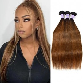 Hurela Balayage Highlights Straight Weave #FB30 Virgin Hair 3 Bundles Peruvian human hair