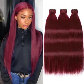 Hurela Peruvian Straight Weave Hairstyles Human Hair 3 Bundles Deals 8-26 Inch #99J Color