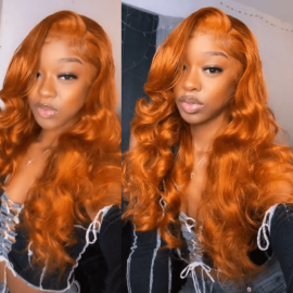 Hurela Never Miss Ginger Color 13x4 Lace Front Wigs Body Wave Ginger Wigs 150% Density Facebook ad Special Sale