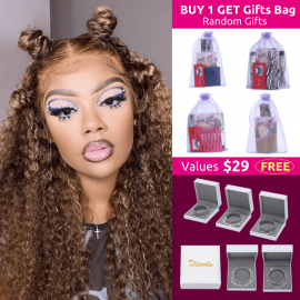Hurela 13x4 Jerry Curly Lace Front Wigs Virgin Hair Wigs With Baby Hair #TL412