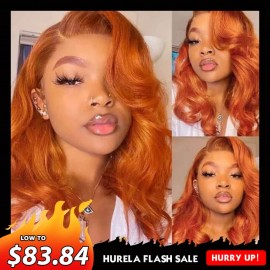 Hurela Orange Ginger Body Wave Lace Part Wig 150% Density Wigs Hairline #88J Color Crazy Flash Sale
