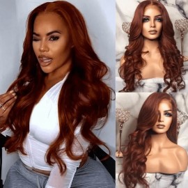 Hurela Reddish Brown Body Wave 13X5 Lace Front Wigs Pre-Plucked With Baby hair Whatsapp Sale