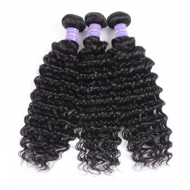 Hurela Malaysian Deep Wave Virgin Hair Weave 3 Bundles 100% Human Hair Extensions