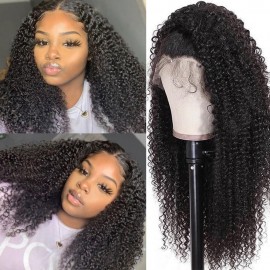 Hurela Cheap 4x4 Lace Front Realistic 13x4 Lace Closure Kinky Curly Human Hair Wigs