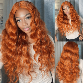 Hurela Never Miss Ginger Color 13x4 Lace Front Wigs Body Wave Ginger Wigs 150% Density Facebook ad Special Sale
