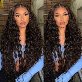 Hurela Quickly Change Hairstyle Straight Or Deep Wave V Part Wig Wet And Wavy Glueless Human Hair Wigs Natural Color