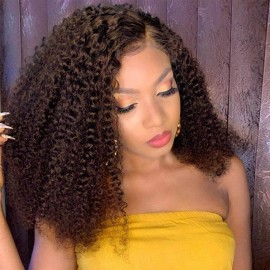 Hurela Kinky Curly Glueless Wigs Full Color Human Hair Wigs 150% Density Color #2 FB Flashsale