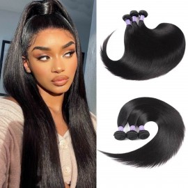 Hurela Straight Peruvian Hair 3 Bundles 8-30 Inch Best Human Hair Weave
