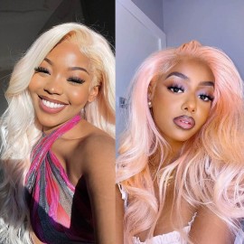 Hurela 13x4 Lace Front Wigs Pre Plucked #613 Blonde Body Wave Human Hair Wigs