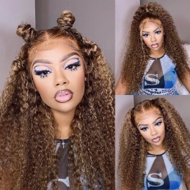 Hurela 13x4 Jerry Curly Transparent Lace Front Glueless Wigs Virgin Hair Wigs With Baby Hair #TL412