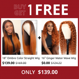 Hurela Lace Part Wig With Baby Hair LT430 Ombre Straight Hair Colored Wigs 150% Density Hand Tied Lace T Part Bogo