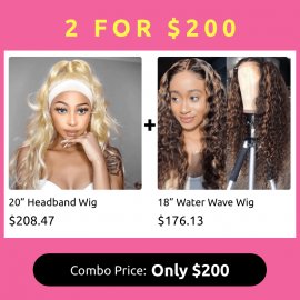 Hurela 20 Inch Pre-attached Scarf Best headband wigs Natural Wave Human Hair Wigs 613 Blonde Color