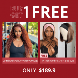 Hurela Dark Auburn Water Wave 13x4 Lace Front Human Hair Wigs Pre Plucked With Baby Hair 150% Density Delizzle's same hair Brand bogo