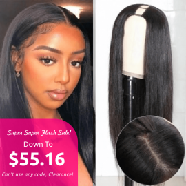 Hurela Long Straight Hair U Part Wig Glueless Human Hair Wigs 1x4 Opening Size 150% Density Natural Color Facebook Special Sale