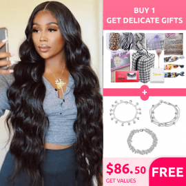 Hurela V Part Body Wave Wig No Leave Out Free Part Upgrade U Part Human Hair Wig Natural Color