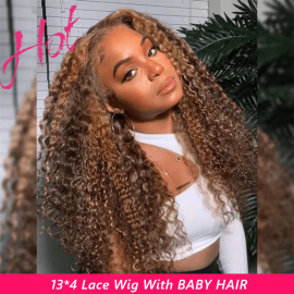 Hurela Catch Catch Catch The Chance Highlight Colored Wigs 13x4 Lace Front Wigs Jerry Curly Human Wigs With Baby Hair #TL412 Color 150% Density Facebook ad Special Sale