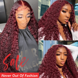 Hurela 99J Never Out Of Fashion Burgundy Colored Jerry Curly 4X0.75 Lace Part Human Hair Wig For Women Pre-Plucked Wig Facebook ad Special Sale