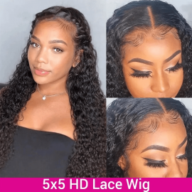 Hurela 5x5 HD Lace Wigs Glueless Curly Wigs With Natural Hairline Human Hair Wig Breathability 150% Density