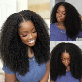 Hurela Cheap 4x4 Lace Front Realistic 13x4 Lace Closure Kinky Curly Human Hair Wigs