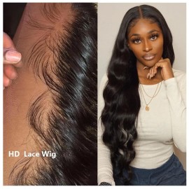 Hurela 5x5 HD Lace Wigs Pre Plucked Body Wave Hair Clear Lace Wig Human Hair 180% Density Online Sale