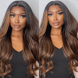 Hurela 13x4 Balayage #FB30 Body Wave Highlight Color Human Hair Lace Front Wigs 150% Density