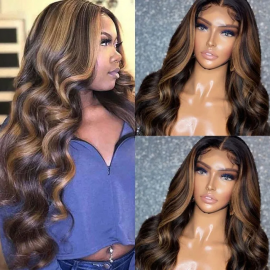 Hurela SSSuper Lowest Price 13x4 Balayage #FB30 Body Wave Highlight Color Human Hair Lace Front Wigs 150% Density Back To School Flash Sale