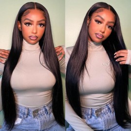 Hurela 5x5 HD Lace Closure Long Straight Hair Wigs Invisible Transparent Lace Wigs Heavy Density