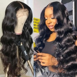 Hurela Cheap Natural Hairline 13x4 Swiss HD Lace Wigs Body Wave Hair 180% Density
