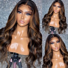 Hurela 13x4 Balayage #FB30 Body Wave Highlight Color Human Hair Lace Front Wigs 150% Density