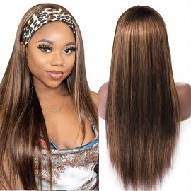 Hurela Cute Headband Wigs Highlight Blonde Color Straight Human Hair Wigs High Quick And Easy Wear 150% Density