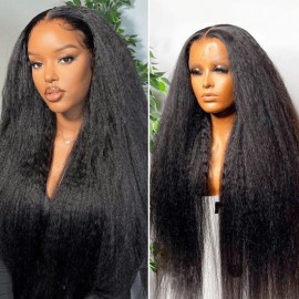 Hurela 4x4 Lace Closure Realistic Kinky Straight 13x4 Lace Frontal 100% Human Hair Wigs