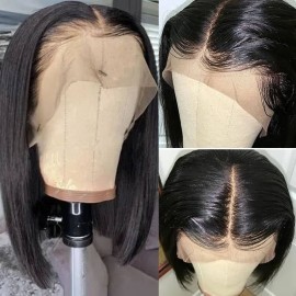 Hurela 13x4 Lace Straight Short Bob Wigs HD 5x5 Lace Front Wig Virgin Human Hair Wig